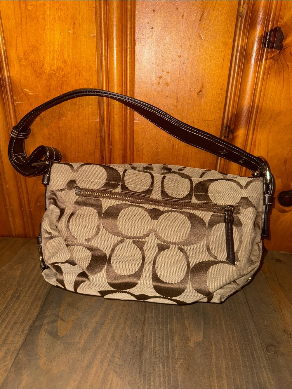 Coach Brown Signature Canvas Shoulder Bag